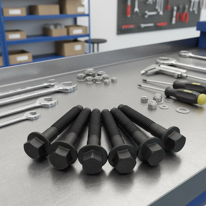 Bulloni flangiati della testata cilindri neri M8 × 40 in acciaio al carbonio grado 8.8 Bulloni flangiati della testata cilindri neri M8 × 40 in acciaio al carbonio grado 8.8