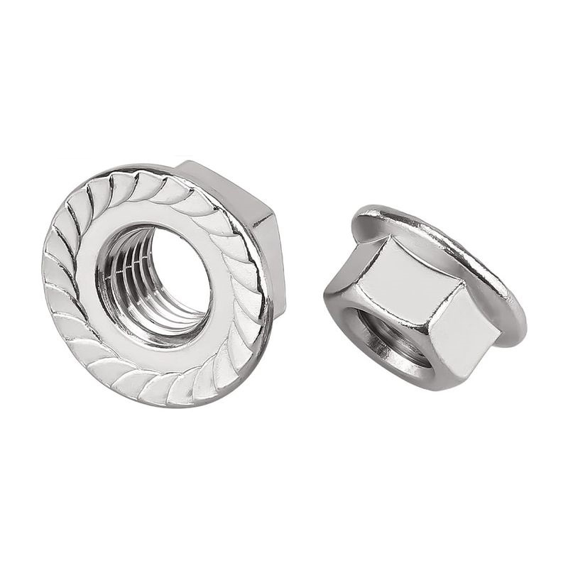 Dado esagonale con flangia seghettata liscia in acciaio inossidabile 304 da 3/8 Dado esagonale con flangia seghettata liscia in acciaio inossidabile 304 da 3/8