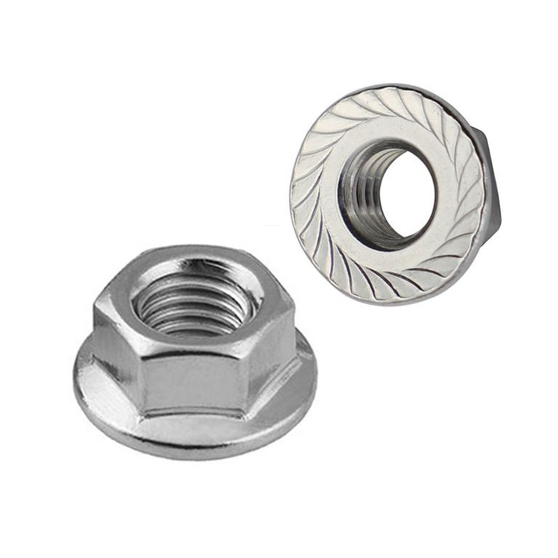 Dado esagonale con flangia seghettata liscia in acciaio inossidabile 304 da 3/8